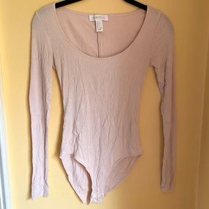 XX1 Ribbed Long Sleeved Bodysuit w/ Scooped Neck
